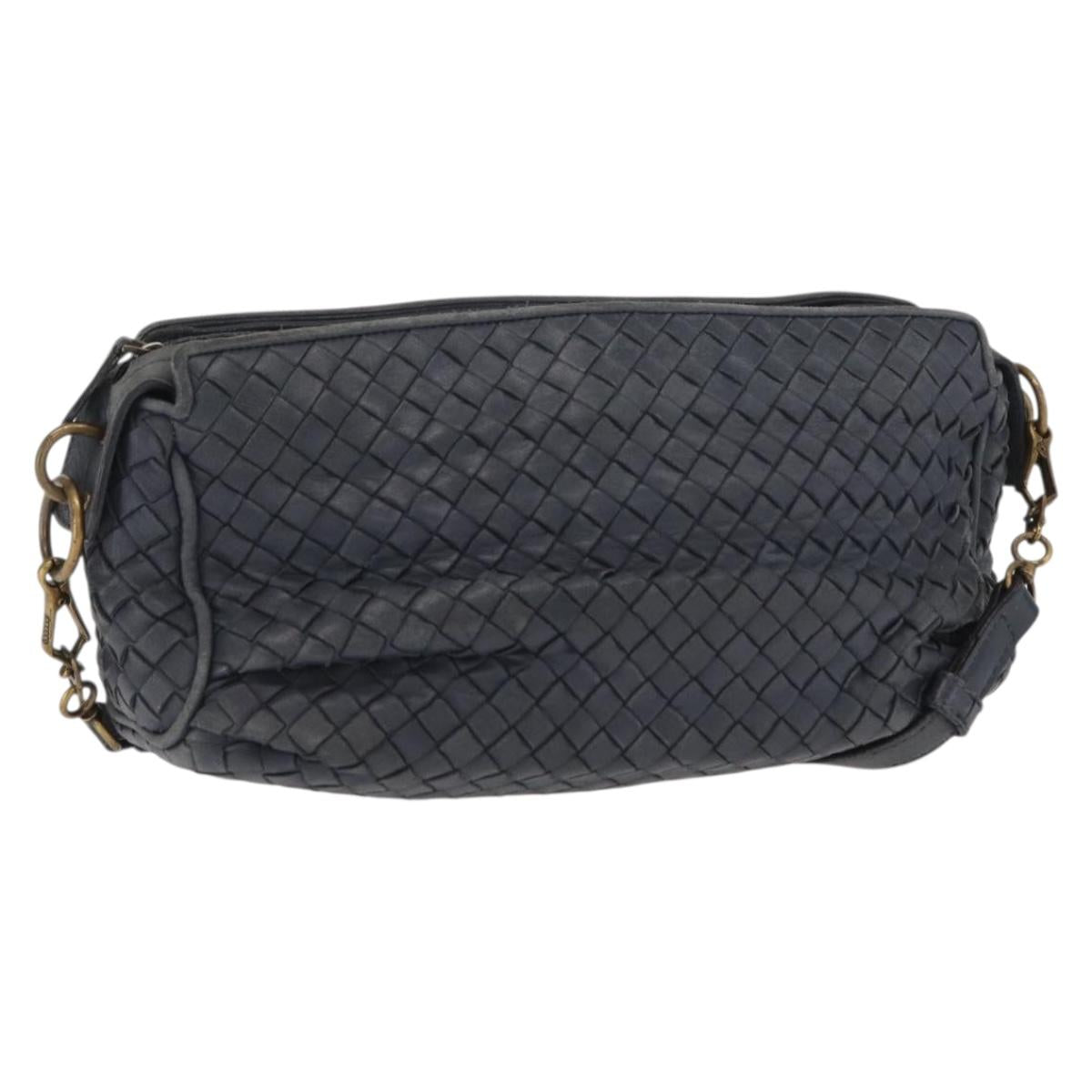 BOTTEGA VENETA INTRECCIATO Shoulder Bag Leather Outlet Navy Auth 160241A