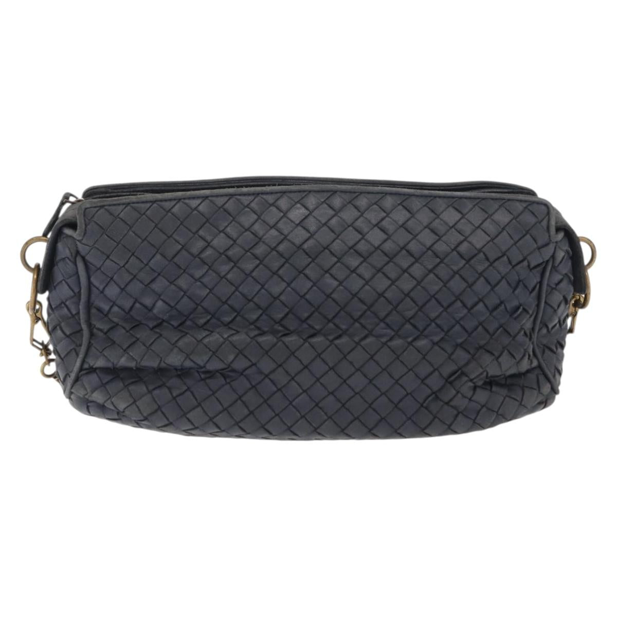 BOTTEGA VENETA INTRECCIATO Shoulder Bag Leather Outlet Navy Auth 160241A