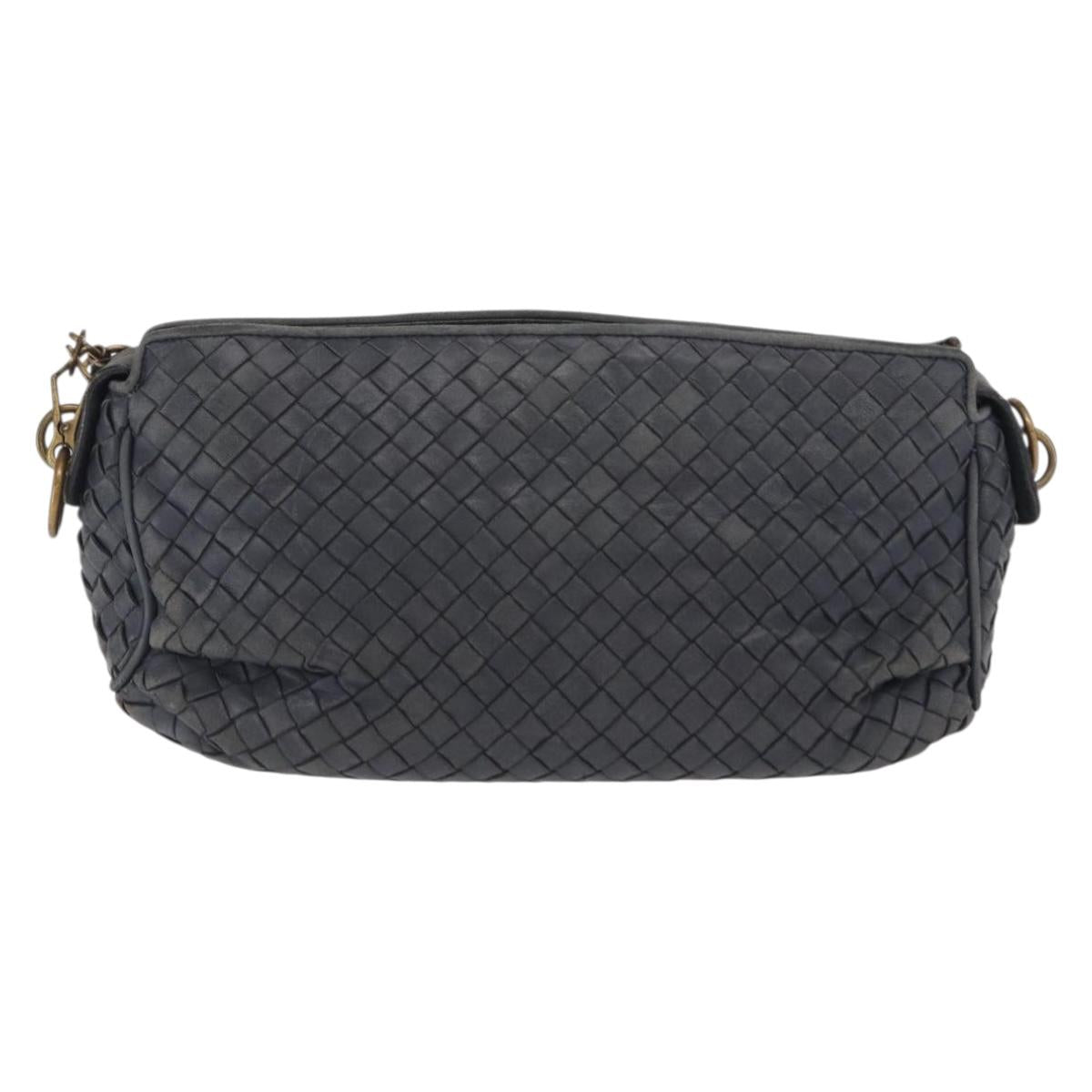 BOTTEGA VENETA INTRECCIATO Shoulder Bag Leather Outlet Navy Auth 160241