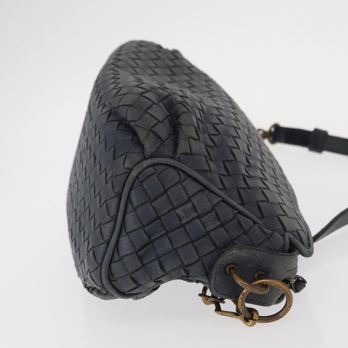 BOTTEGA VENETA INTRECCIATO Shoulder Bag Leather Outlet Navy Auth 160241A