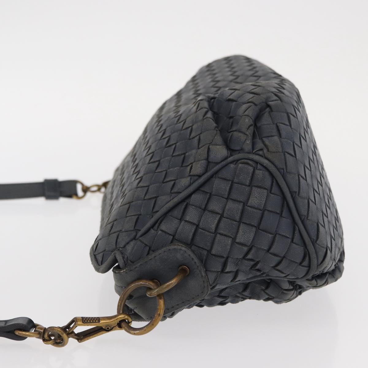 BOTTEGA VENETA INTRECCIATO Shoulder Bag Leather Outlet Navy Auth 160241