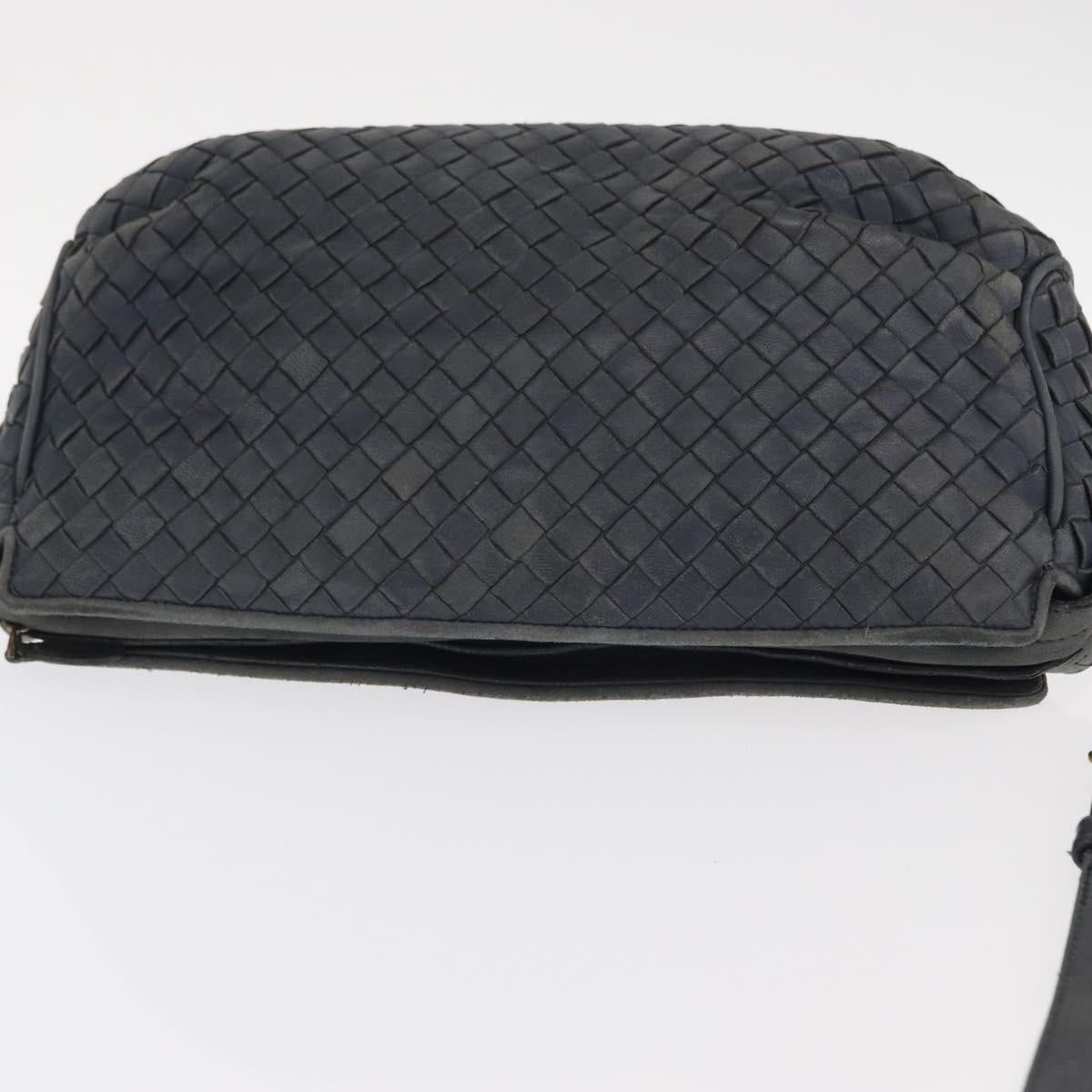 BOTTEGA VENETA INTRECCIATO Shoulder Bag Leather Outlet Navy Auth 160241A