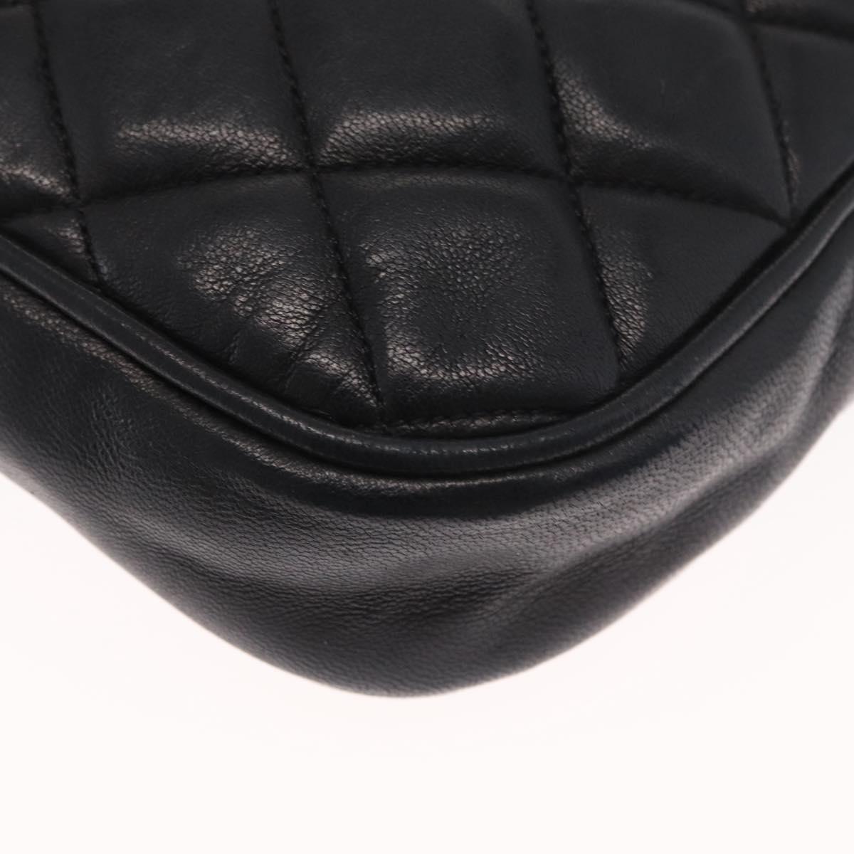 CHANEL Matelasse Chain Bag Lamb Skin Black gold CC Auth 160245