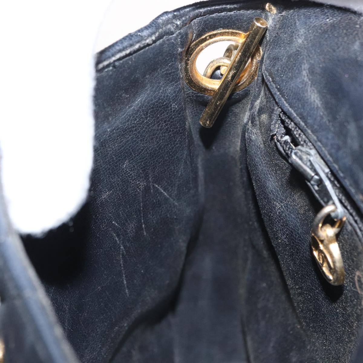 CHANEL Matelasse Chain Bag Lamb Skin Black gold CC Auth 160245