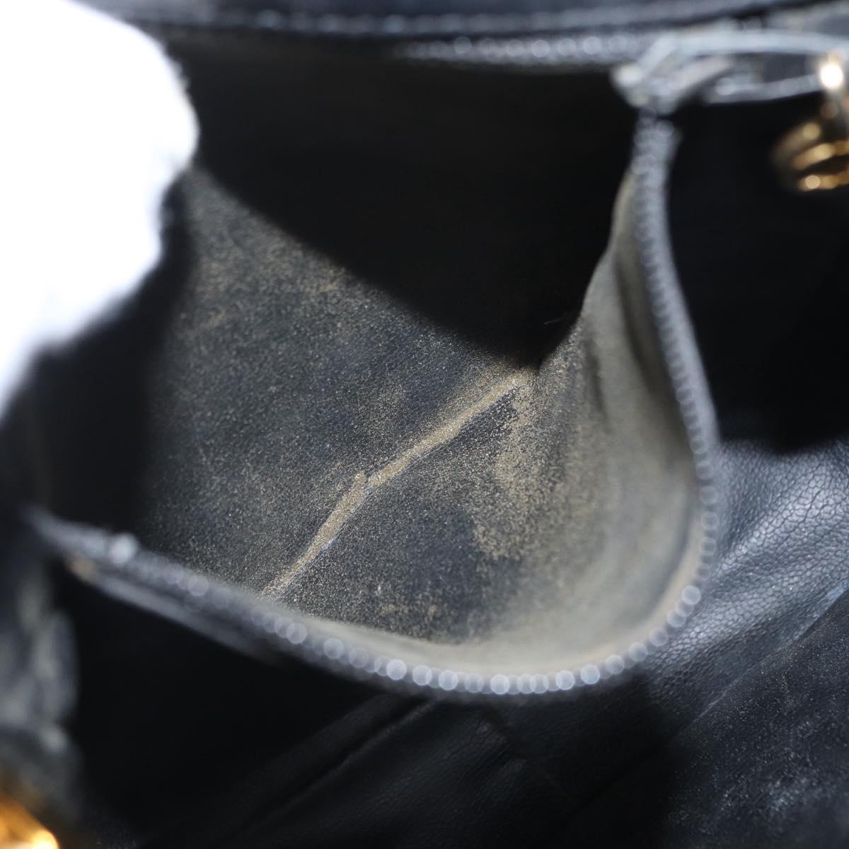 CHANEL Matelasse Chain Bag Lamb Skin Black gold CC Auth 160245
