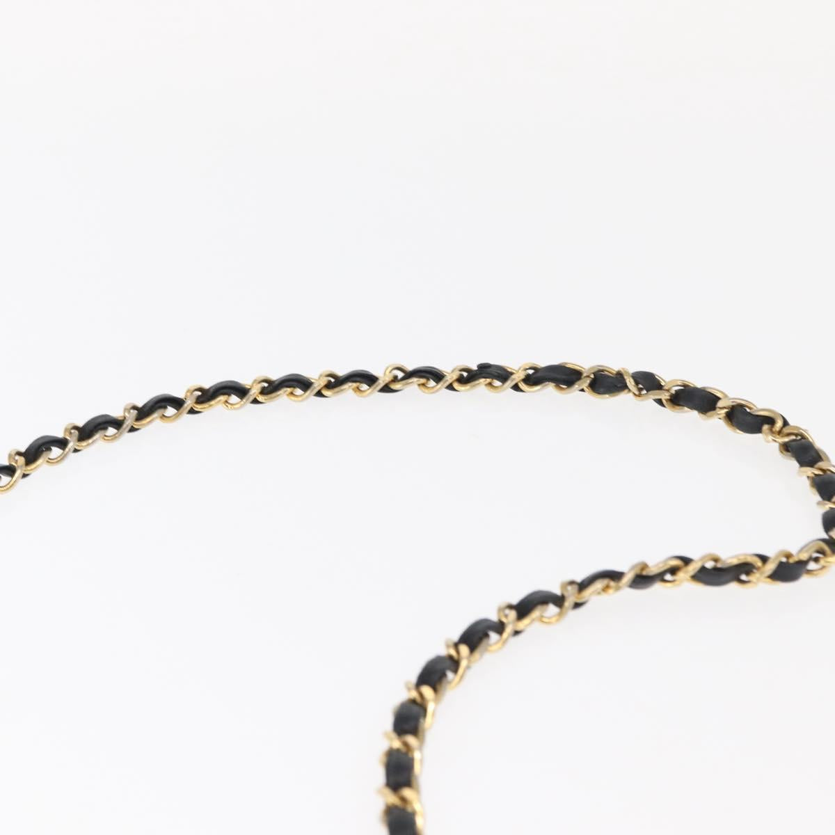 CHANEL Matelasse Chain Bag Lamb Skin Black gold CC Auth 160245
