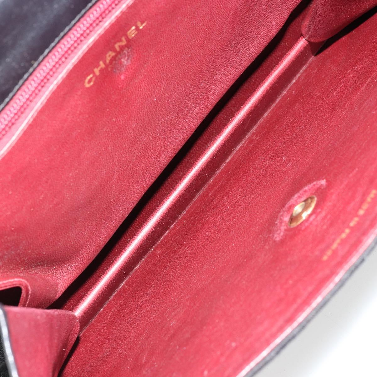 CHANEL Matelasse Hand Bag Cotton Leather Black Gold CC Auth 160252