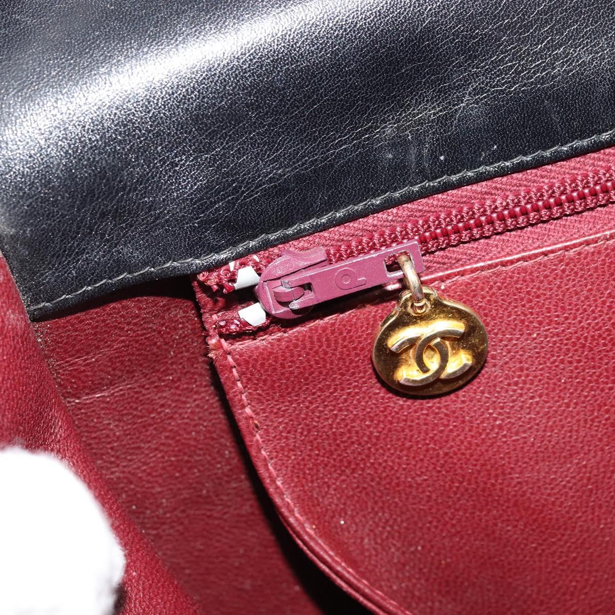 CHANEL Matelasse Hand Bag Cotton Leather Black Gold CC Auth 160252