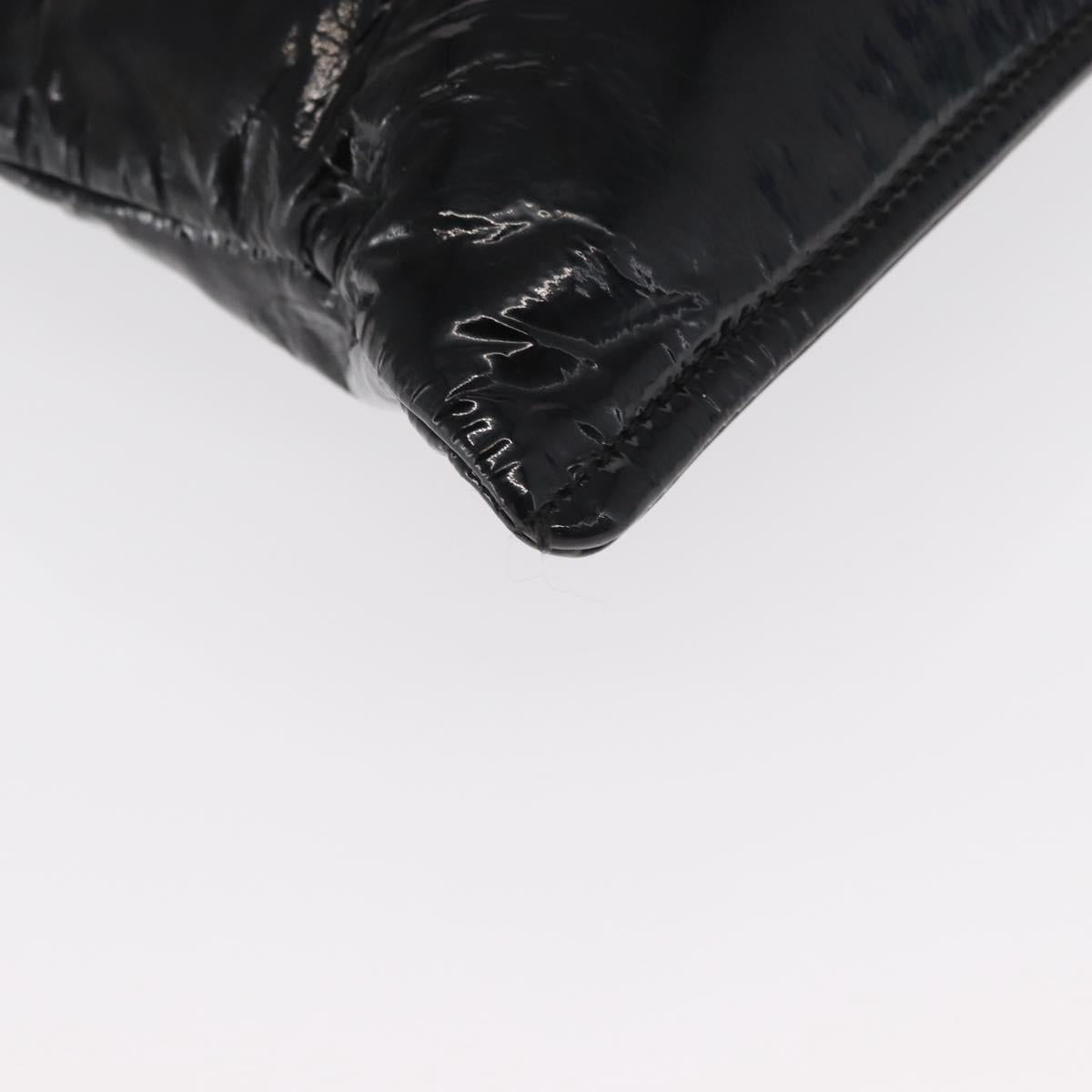 CHANEL Chain Tote Bag Patent leather Black Silver CC Auth 160254