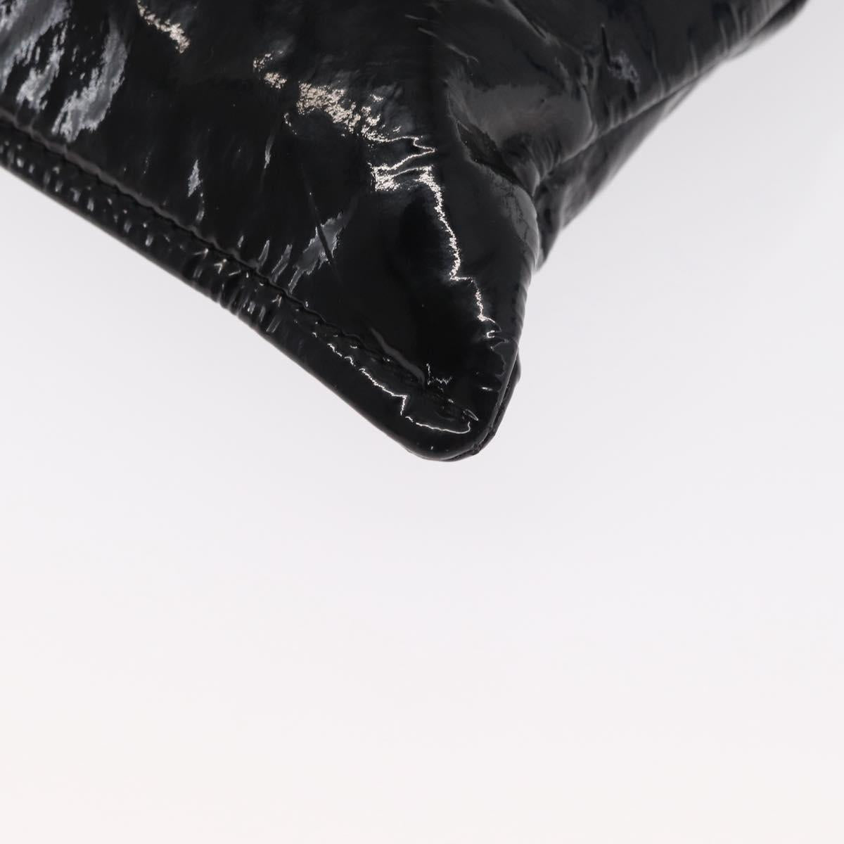 CHANEL Chain Tote Bag Patent leather Black Silver CC Auth 160254