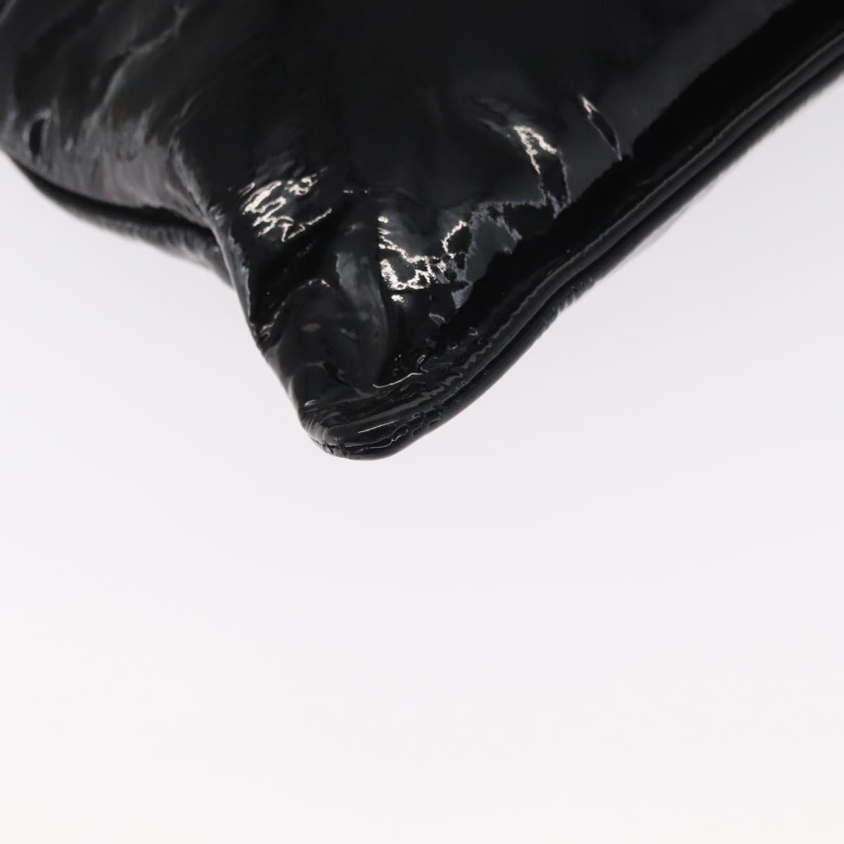 CHANEL Chain Tote Bag Patent leather Black Silver CC Auth 160254