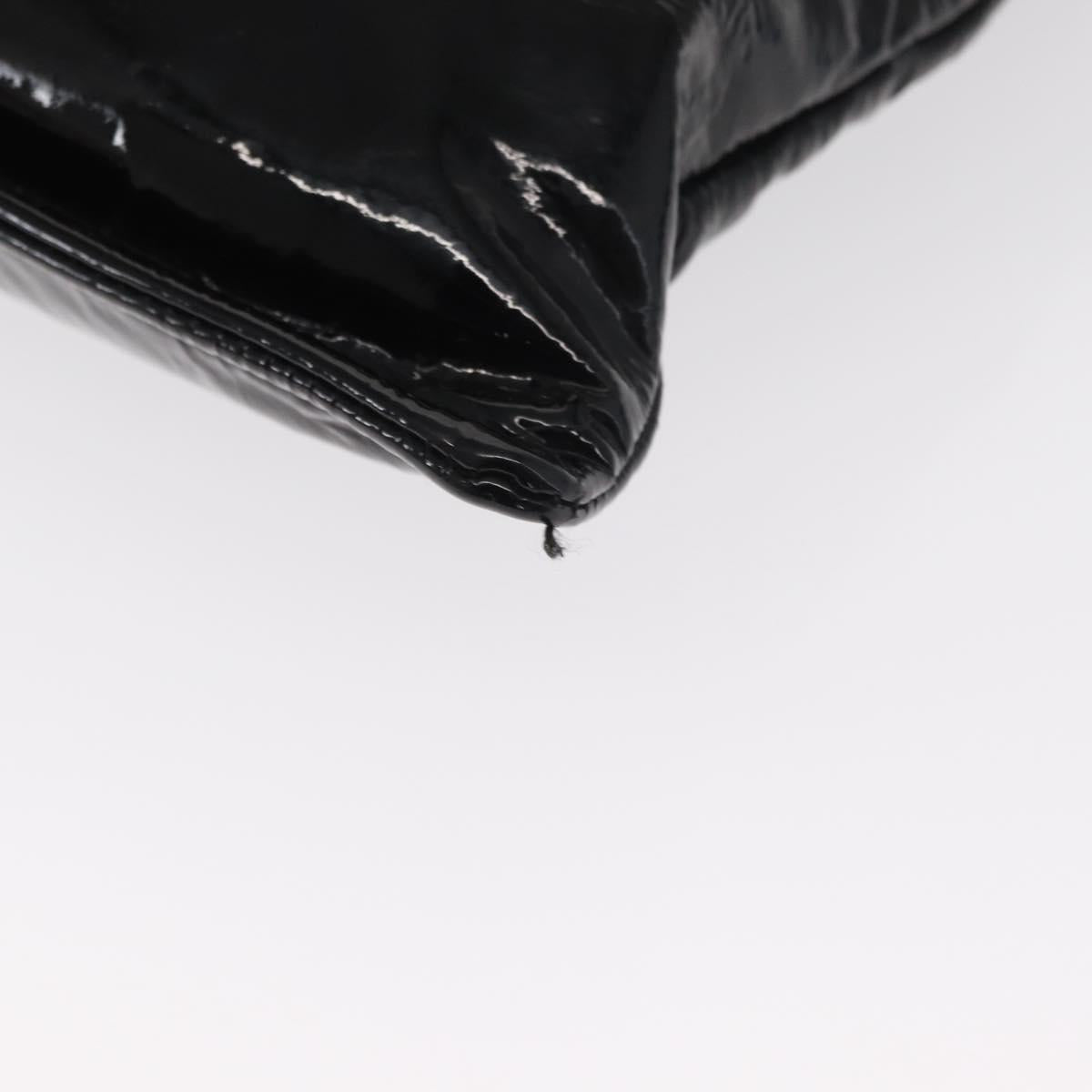 CHANEL Chain Tote Bag Patent leather Black Silver CC Auth 160254