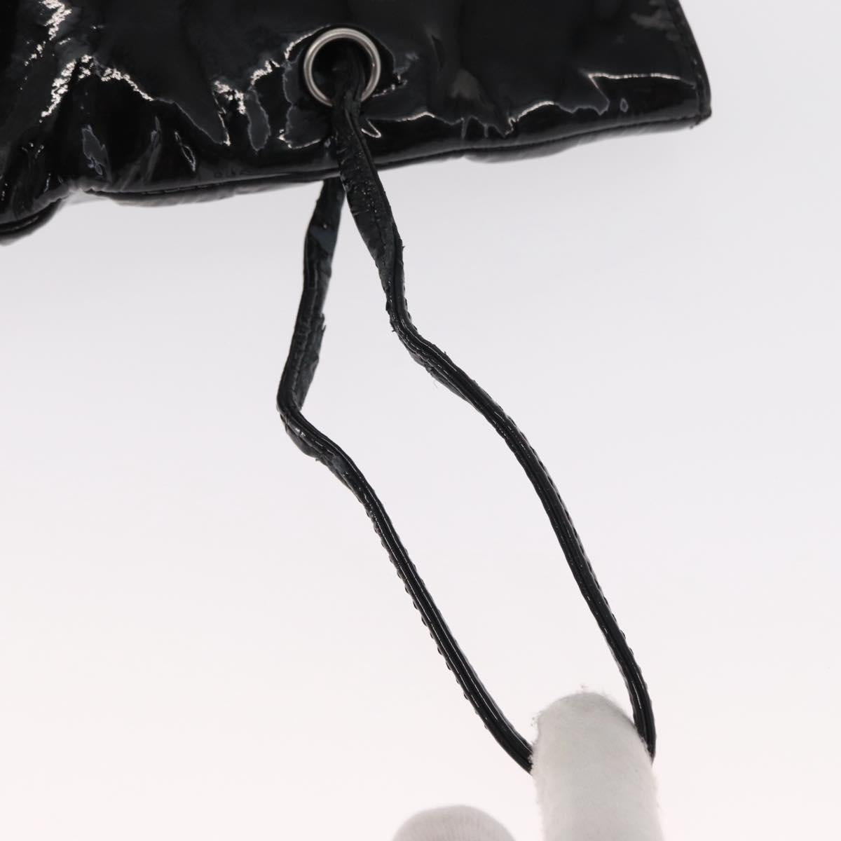 CHANEL Chain Tote Bag Patent leather Black Silver CC Auth 160254