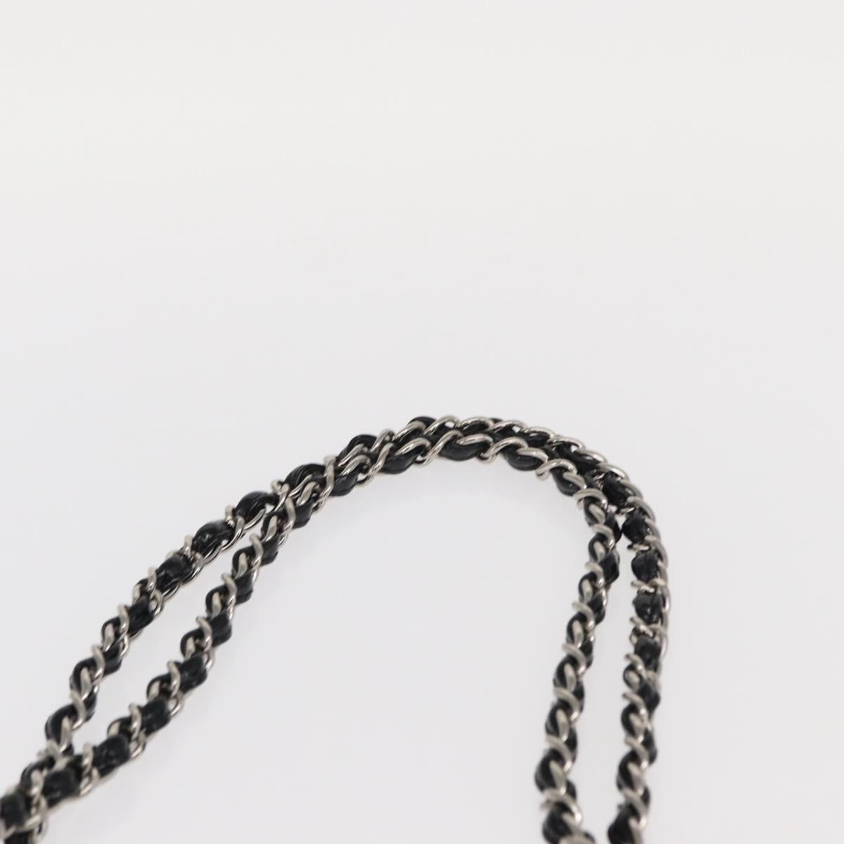 CHANEL Chain Tote Bag Patent leather Black Silver CC Auth 160254