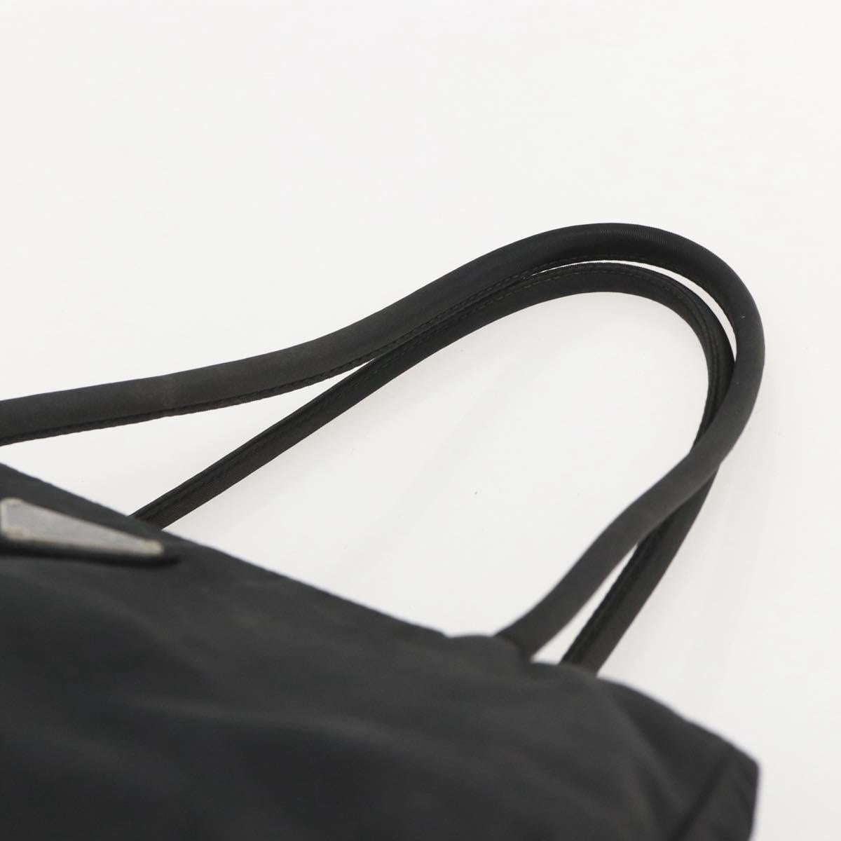 PRADA Tote Bag Nylon Black Silver Auth 160264