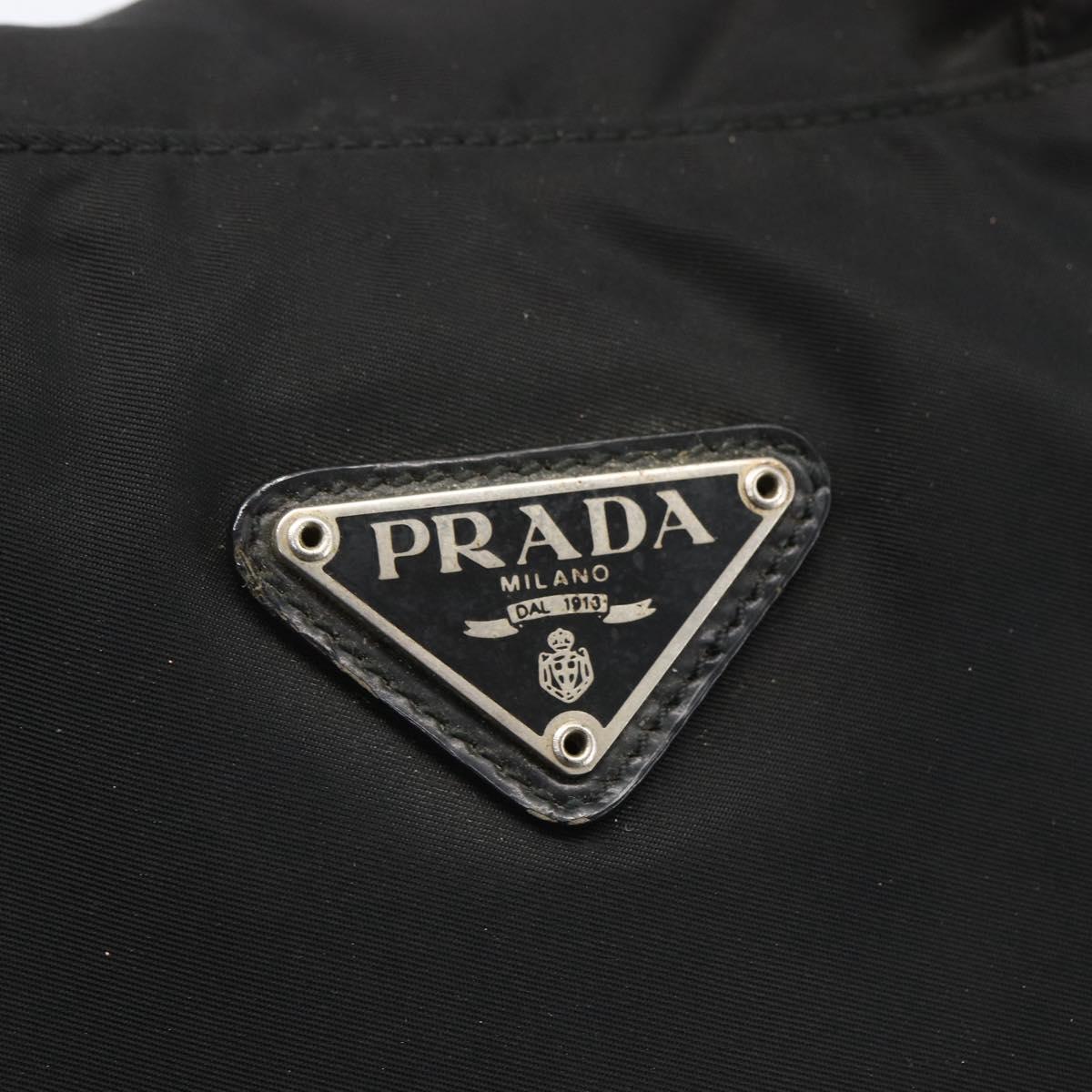PRADA Tote Bag Nylon Black Silver Auth 160269