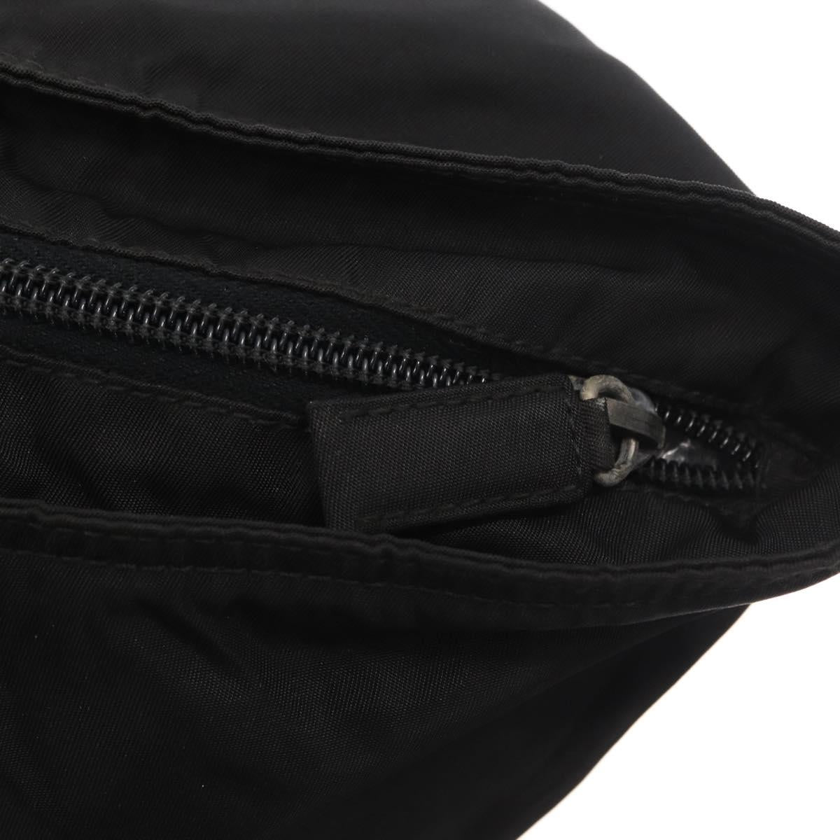 PRADA Tote Bag Nylon Black Silver Auth 160272