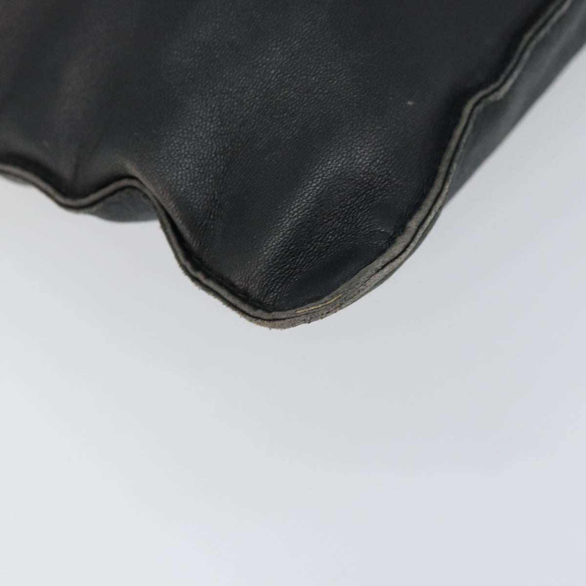 LOEWE Anagram Hand Bag Leather Black Gold Auth 160275
