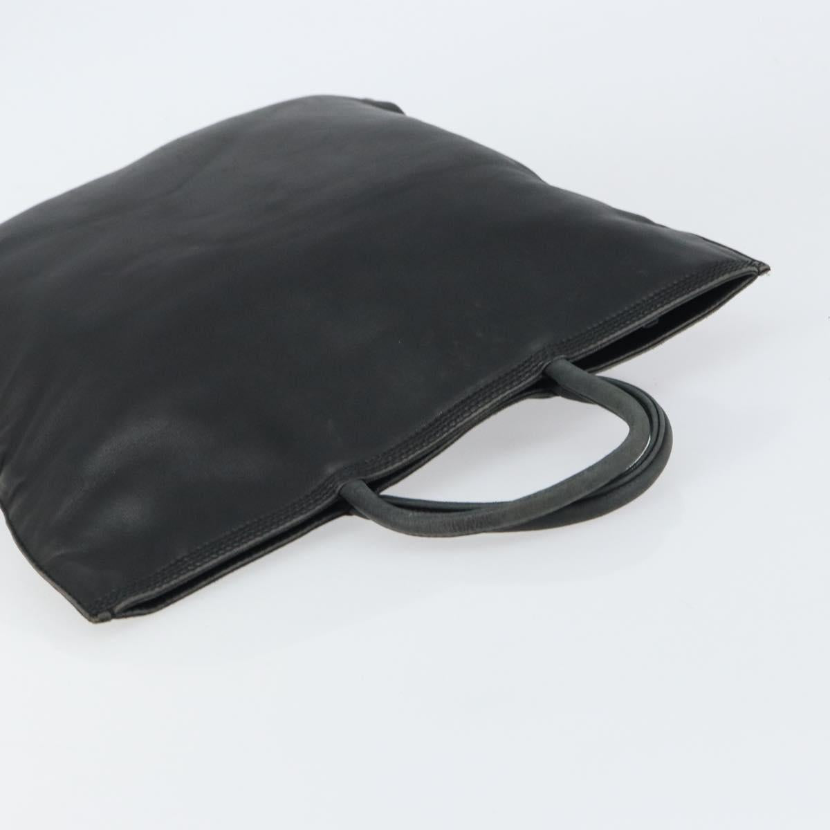 LOEWE Anagram Hand Bag Leather Black Gold Auth 160275