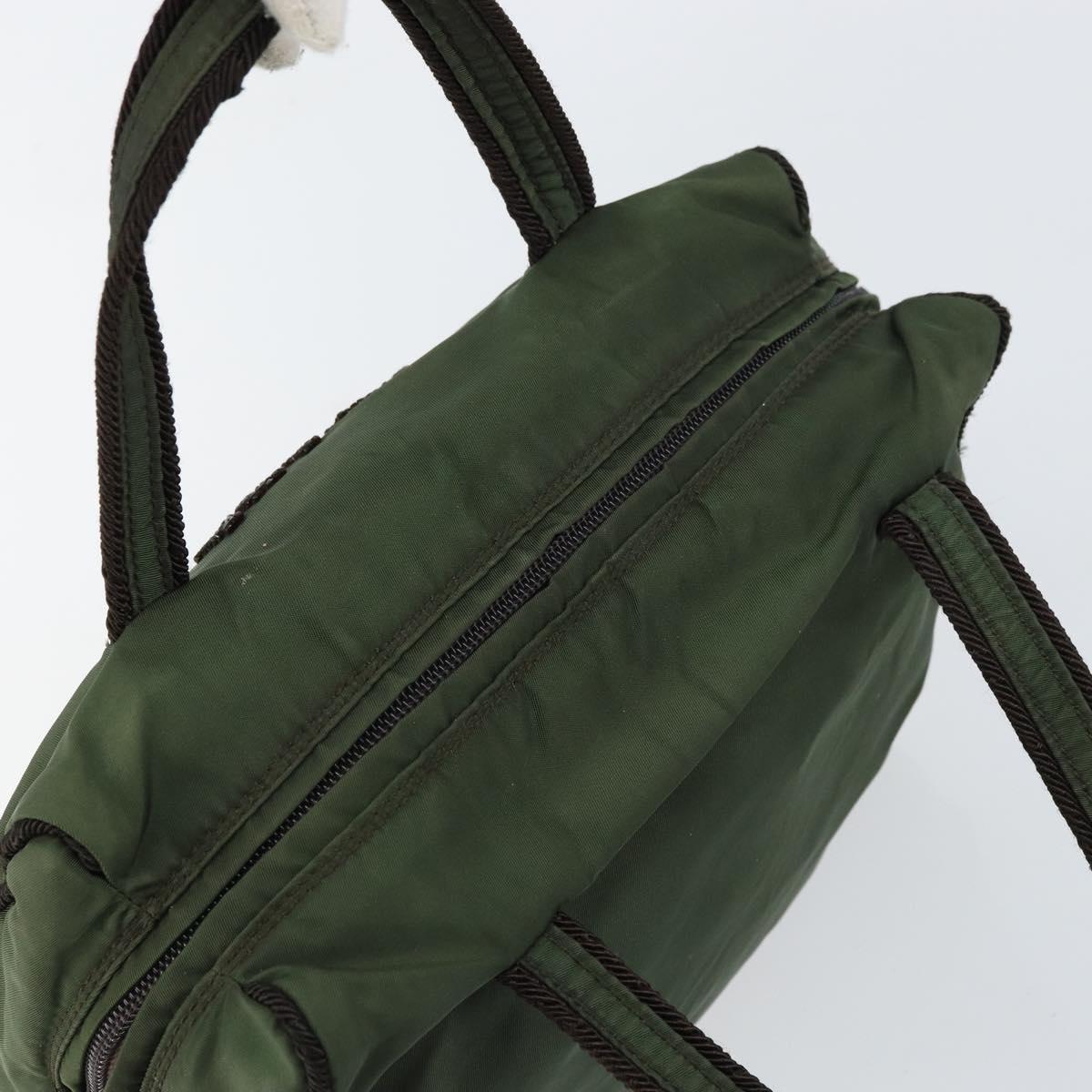 PRADA Hand Bag Nylon Green Auth 160276