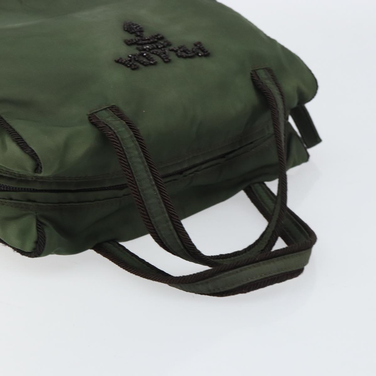 PRADA Hand Bag Nylon Green Auth 160276