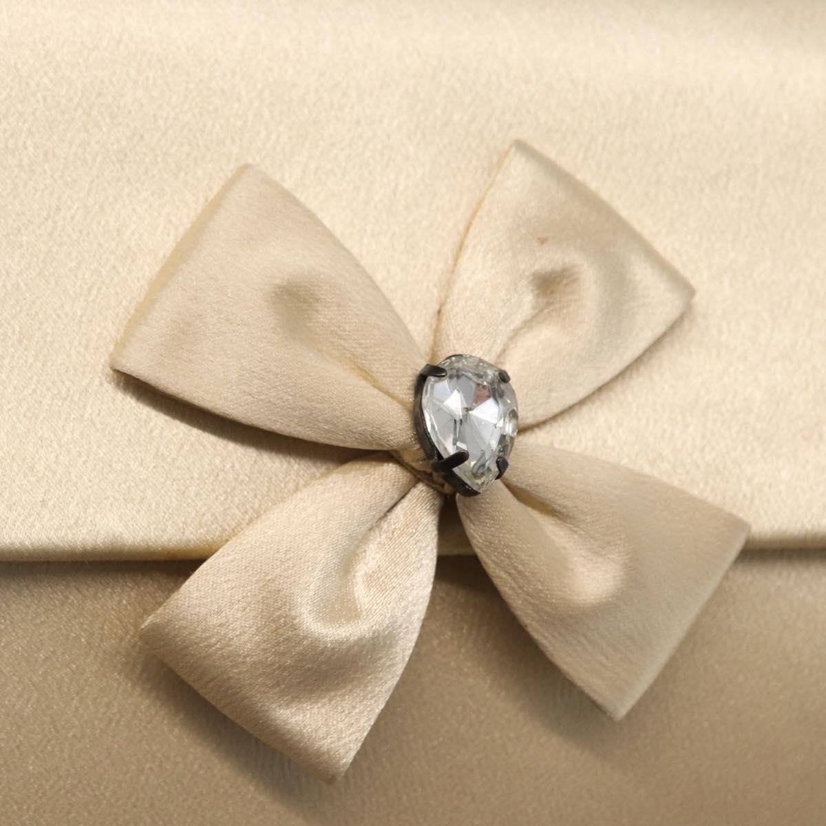 SAINT LAURENT Clutch Bag Satin Beige Auth 160279