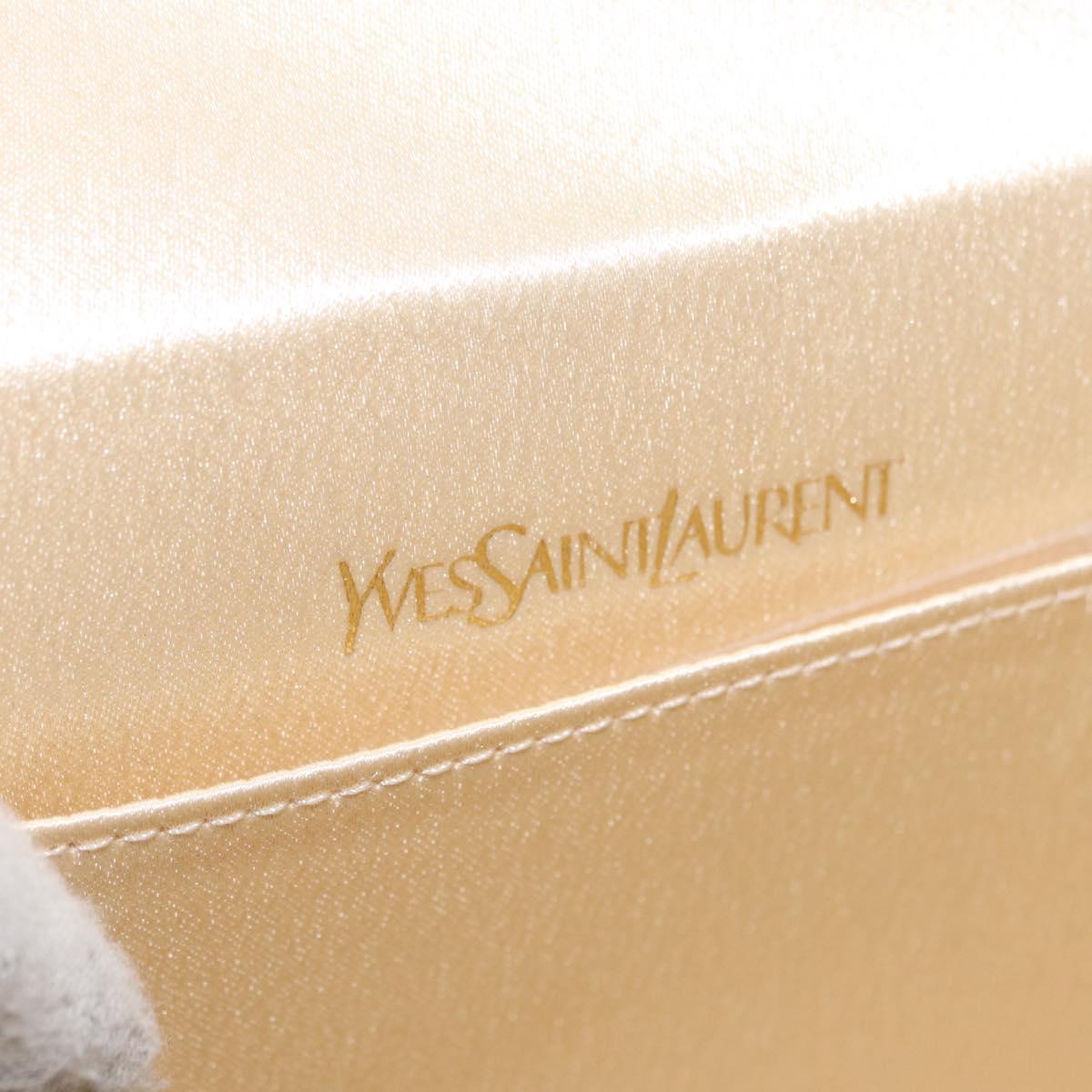 SAINT LAURENT Clutch Bag Satin Beige Auth 160279