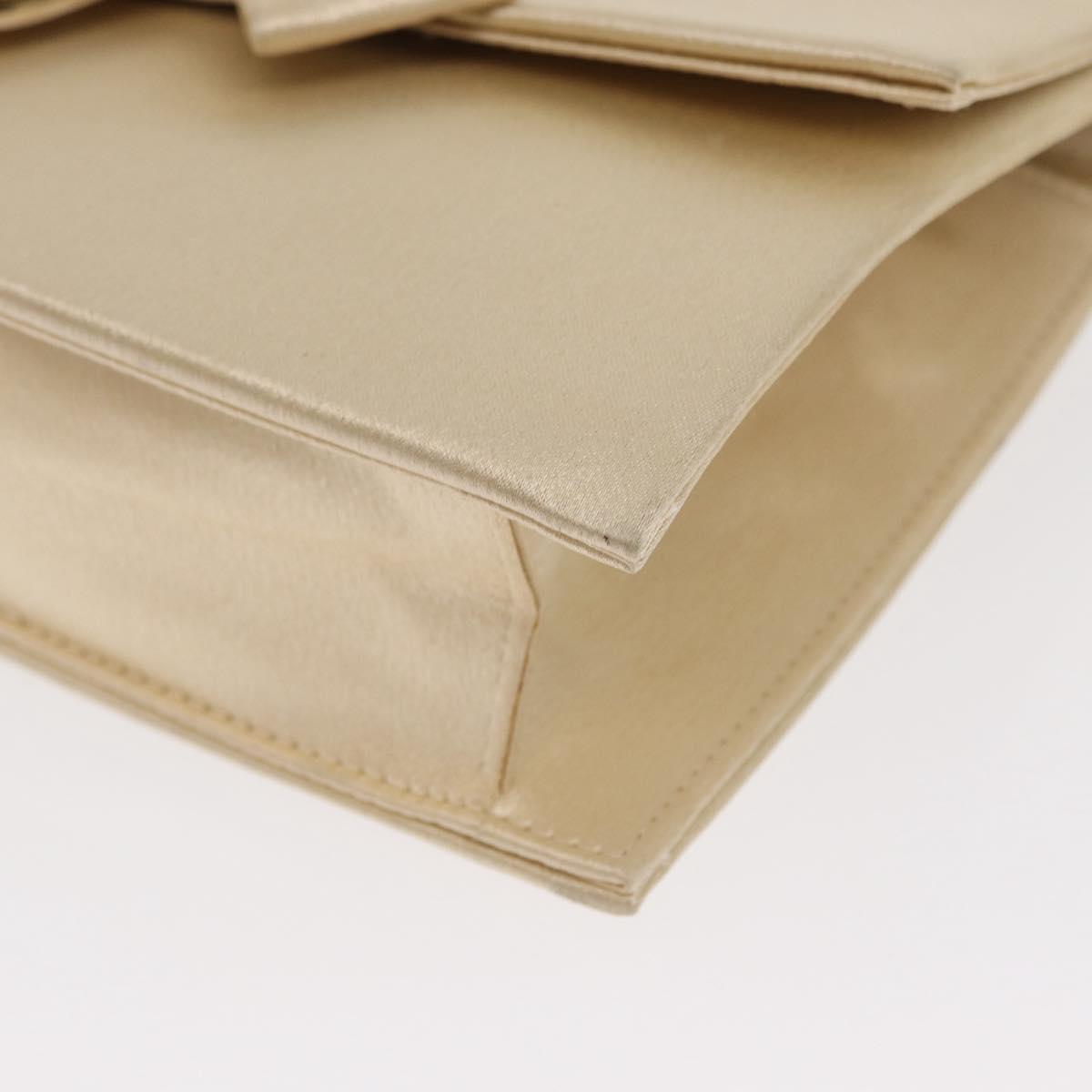 SAINT LAURENT Clutch Bag Satin Beige Auth 160279