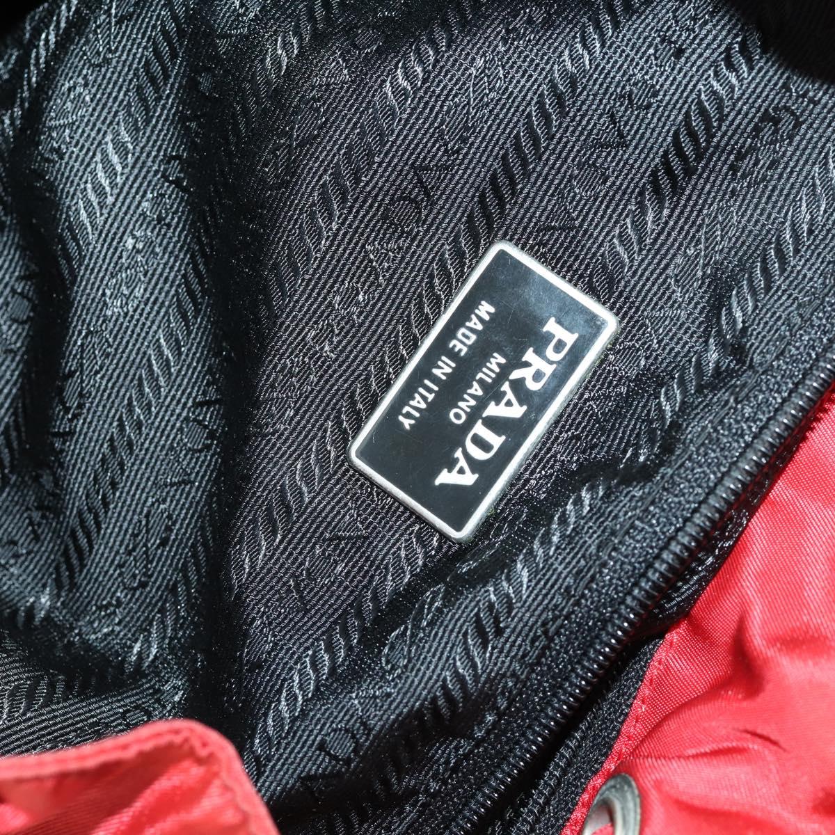 PRADA Backpack Nylon Red Silver Auth 160280