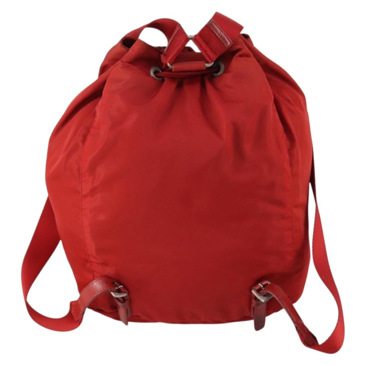 PRADA Backpack Nylon Red Silver Auth 160280