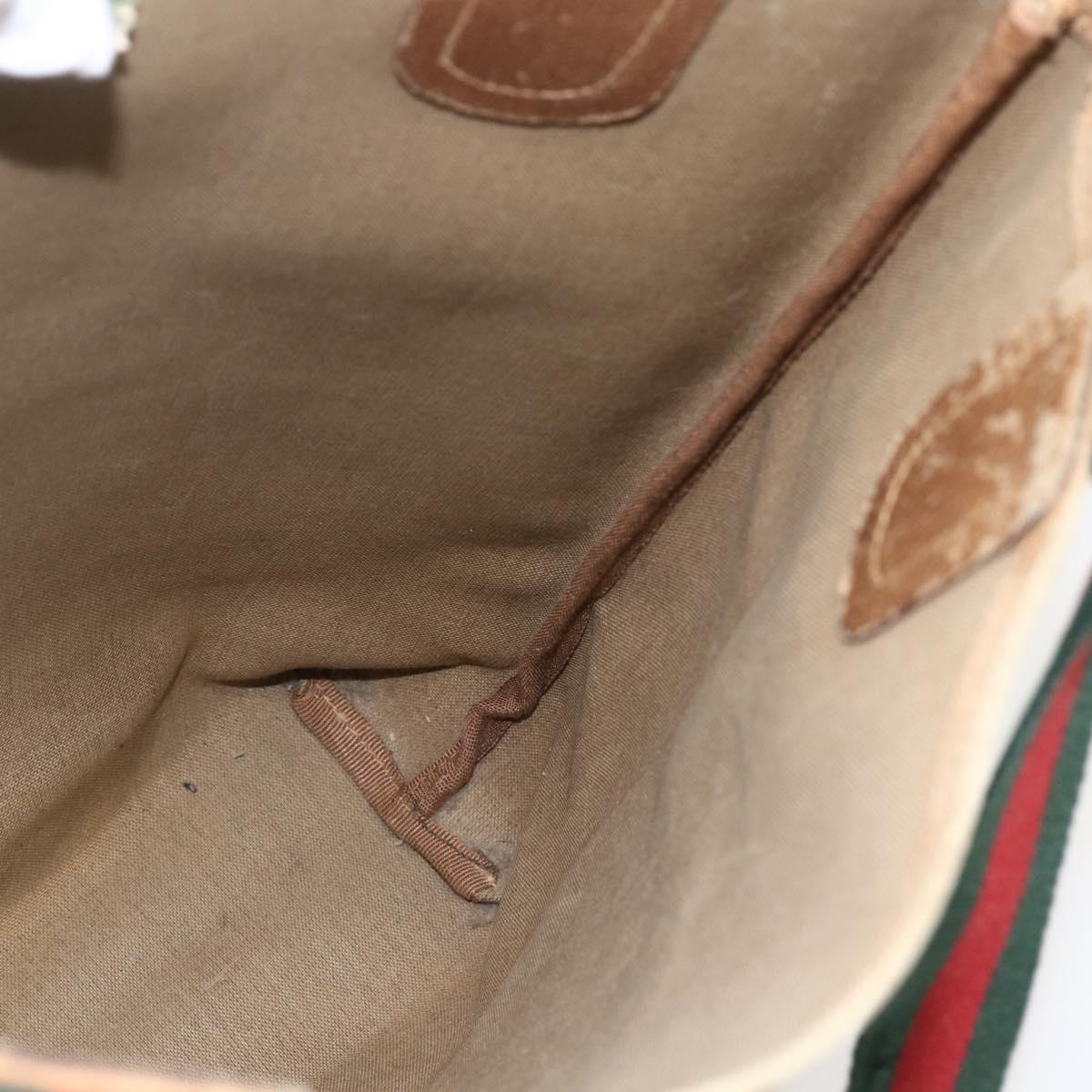 GUCCI GG Supreme Web Sherry Line Tote Bag PVC Beige 40 02 003 Auth 160283