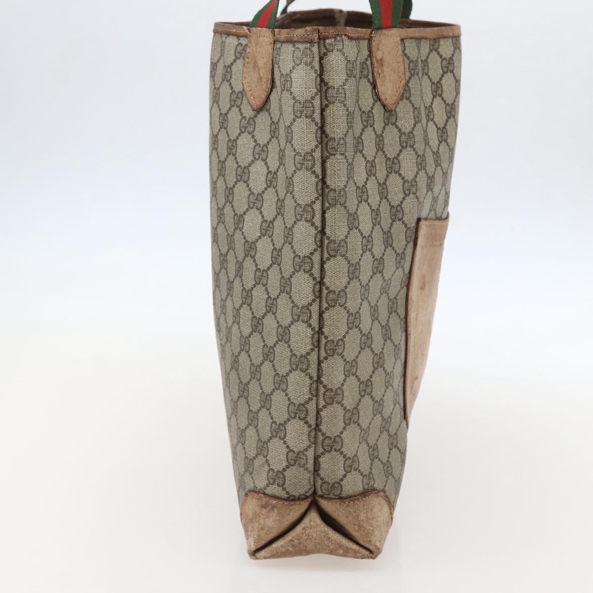 GUCCI GG Supreme Web Sherry Line Tote Bag PVC Beige 002 904 0222 Auth 160284