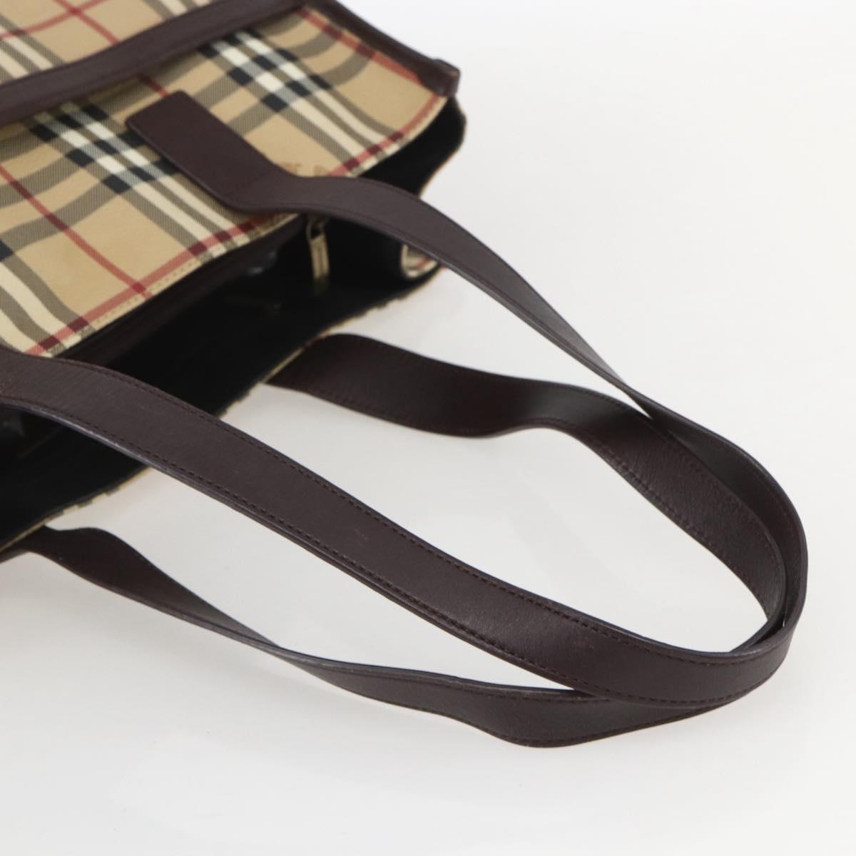 BURBERRY Nova Check Tote Bag PVC Beige Auth 160285