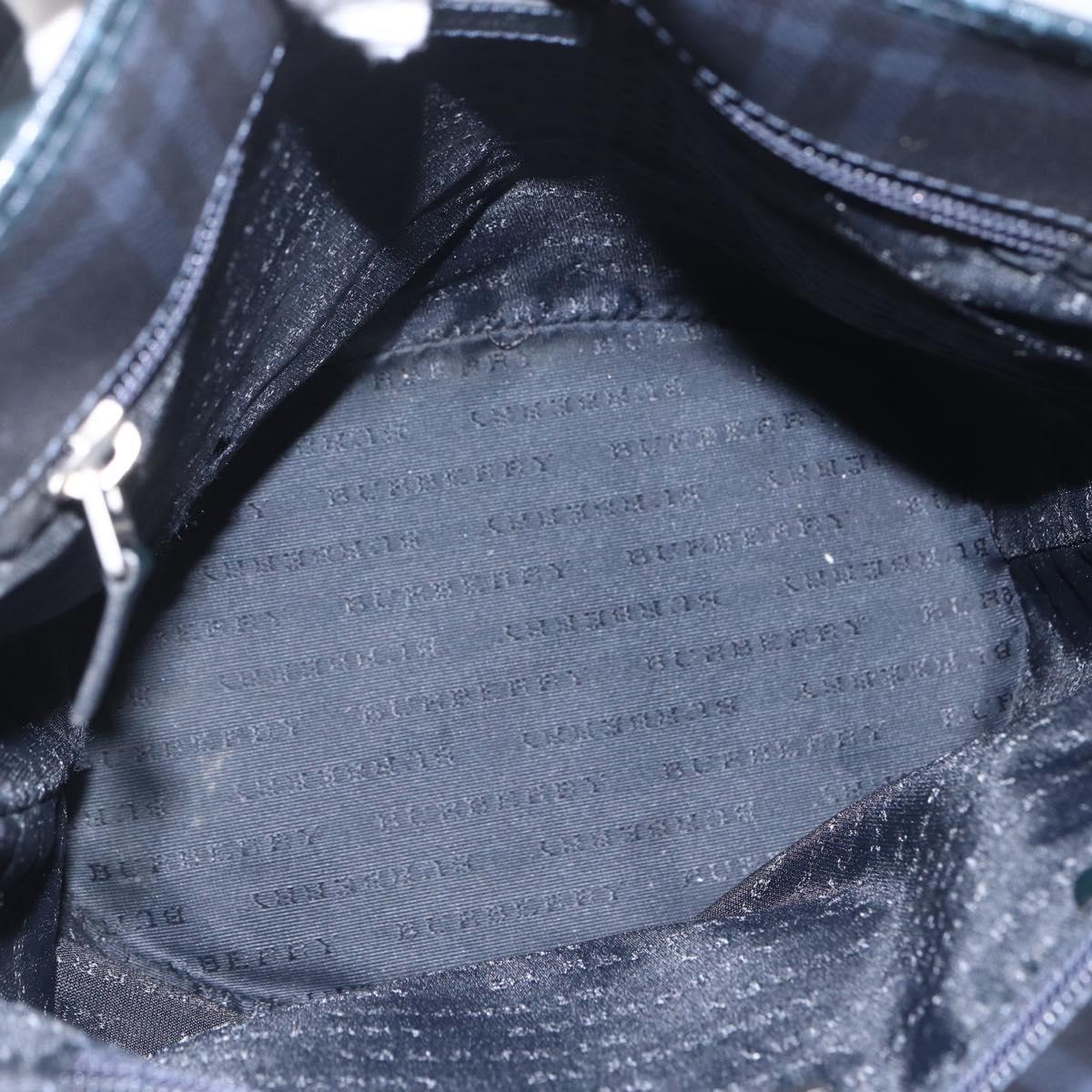 BURBERRY Nova Check Tote Bag PVC Navy Silver Auth 160290