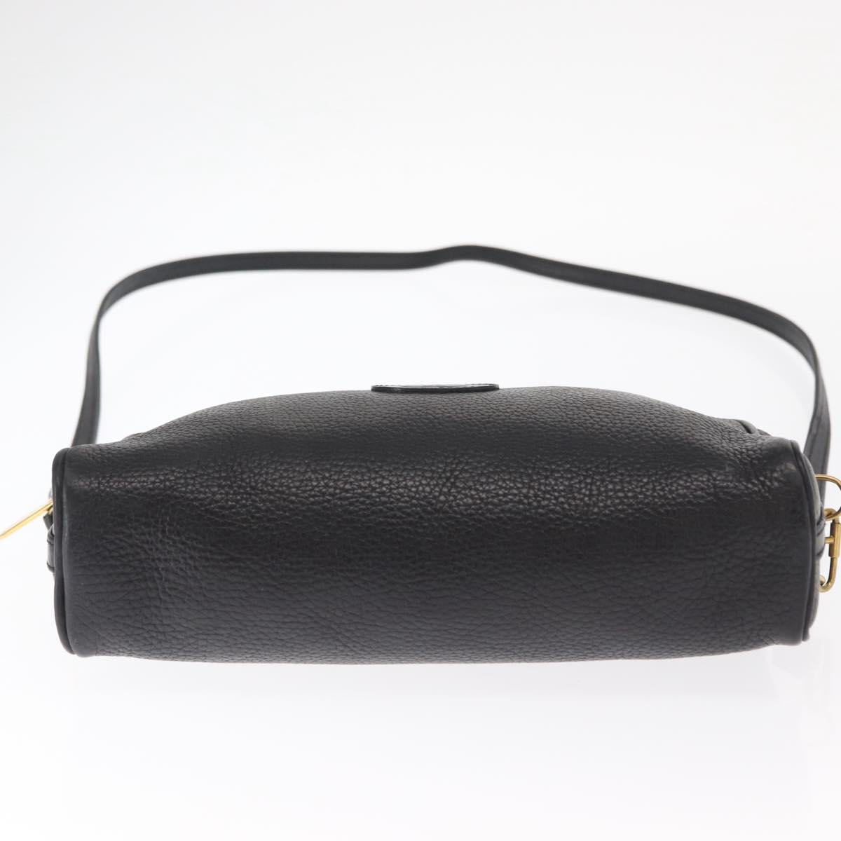 GUCCI Shoulder Bag Leather Black Gold 007 87 0012 Auth 160291