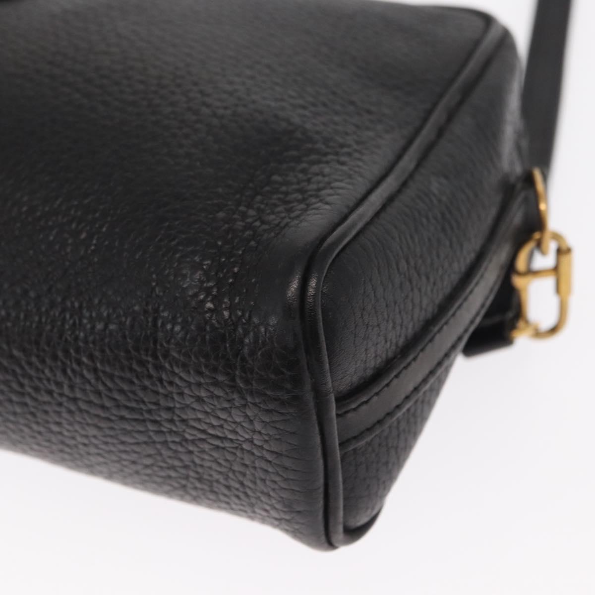 GUCCI Shoulder Bag Leather Black Gold 007 87 0012 Auth 160291