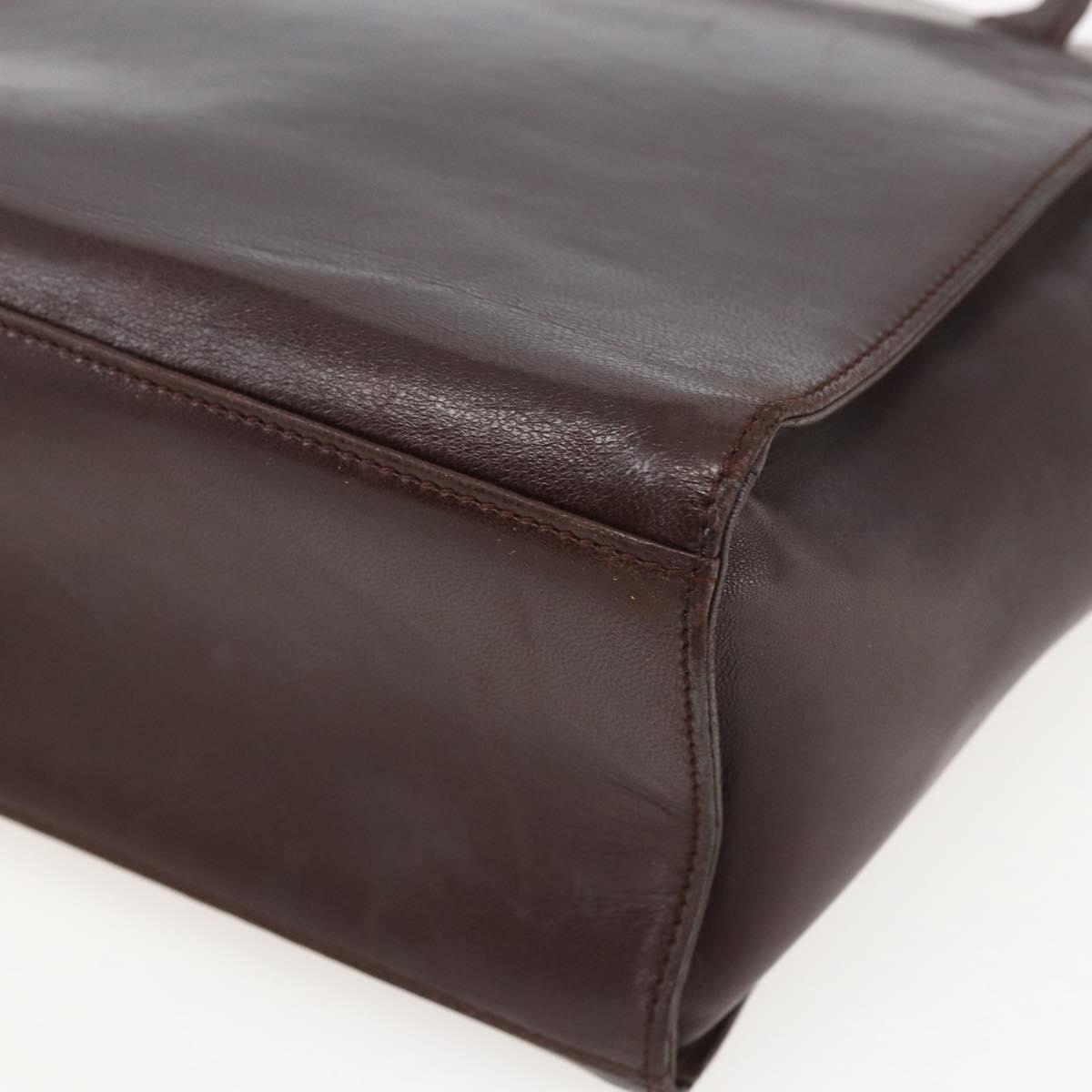 PRADA Chain Shoulder Bag Leather plastic Brown Gold Auth 160295