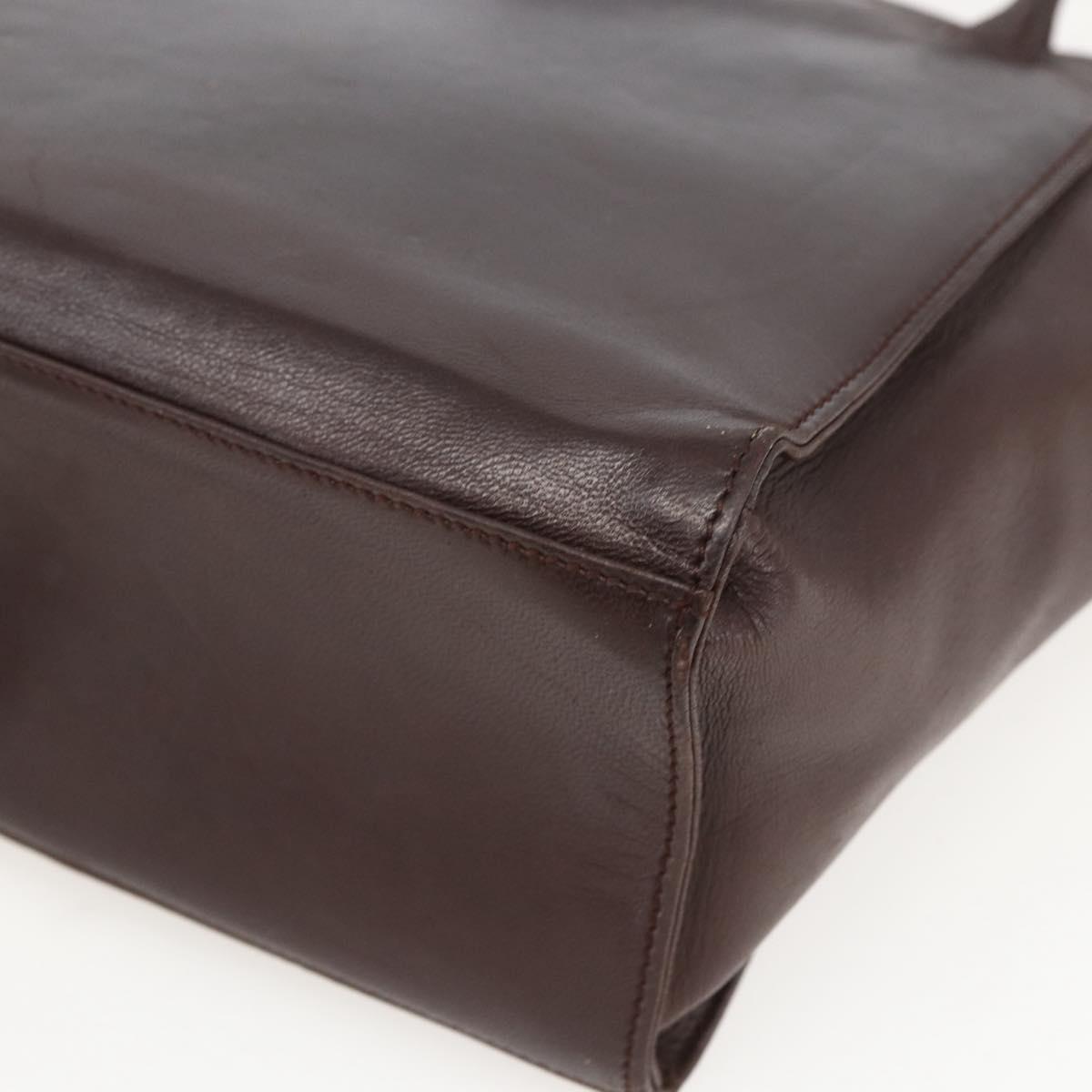 PRADA Chain Shoulder Bag Leather plastic Brown Gold Auth 160295