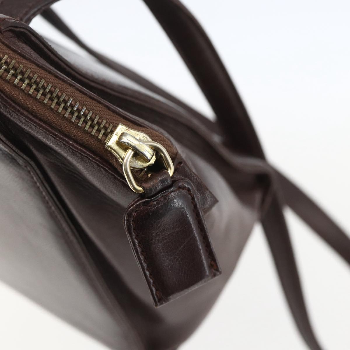 PRADA Chain Shoulder Bag Leather plastic Brown Gold Auth 160295