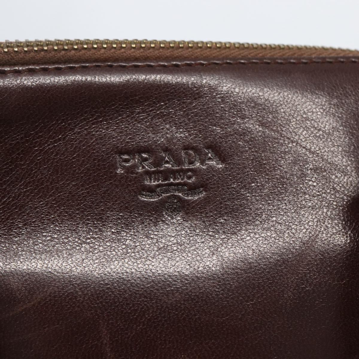 PRADA Chain Shoulder Bag Leather plastic Brown Gold Auth 160295