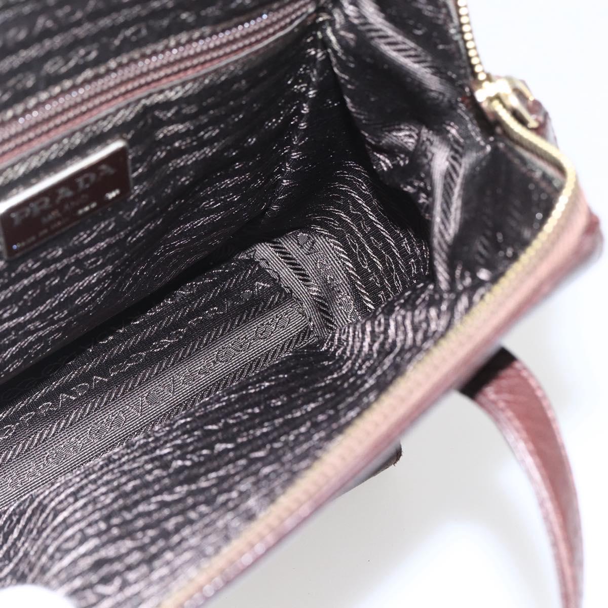 PRADA Chain Shoulder Bag Leather plastic Brown Gold Auth 160295