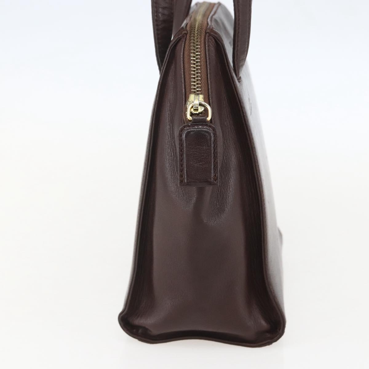 PRADA Chain Shoulder Bag Leather plastic Brown Gold Auth 160295