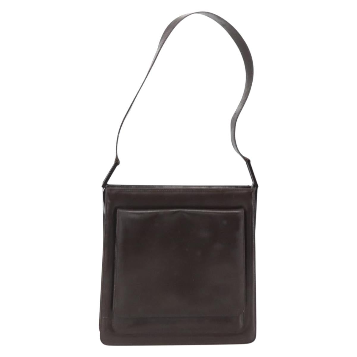 GUCCI Shoulder Bag Leather Brown Auth 160297