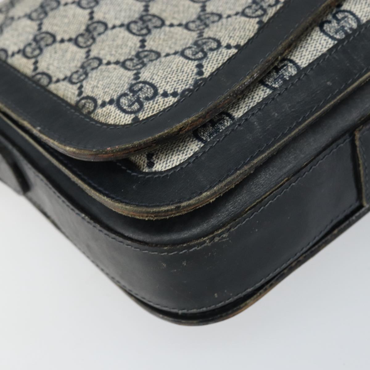 GUCCI GG Supreme Sherry Line Shoulder Bag PVC Navy Gold Auth 160298