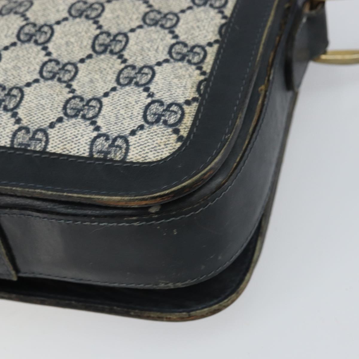 GUCCI GG Supreme Sherry Line Shoulder Bag PVC Navy Gold Auth 160298