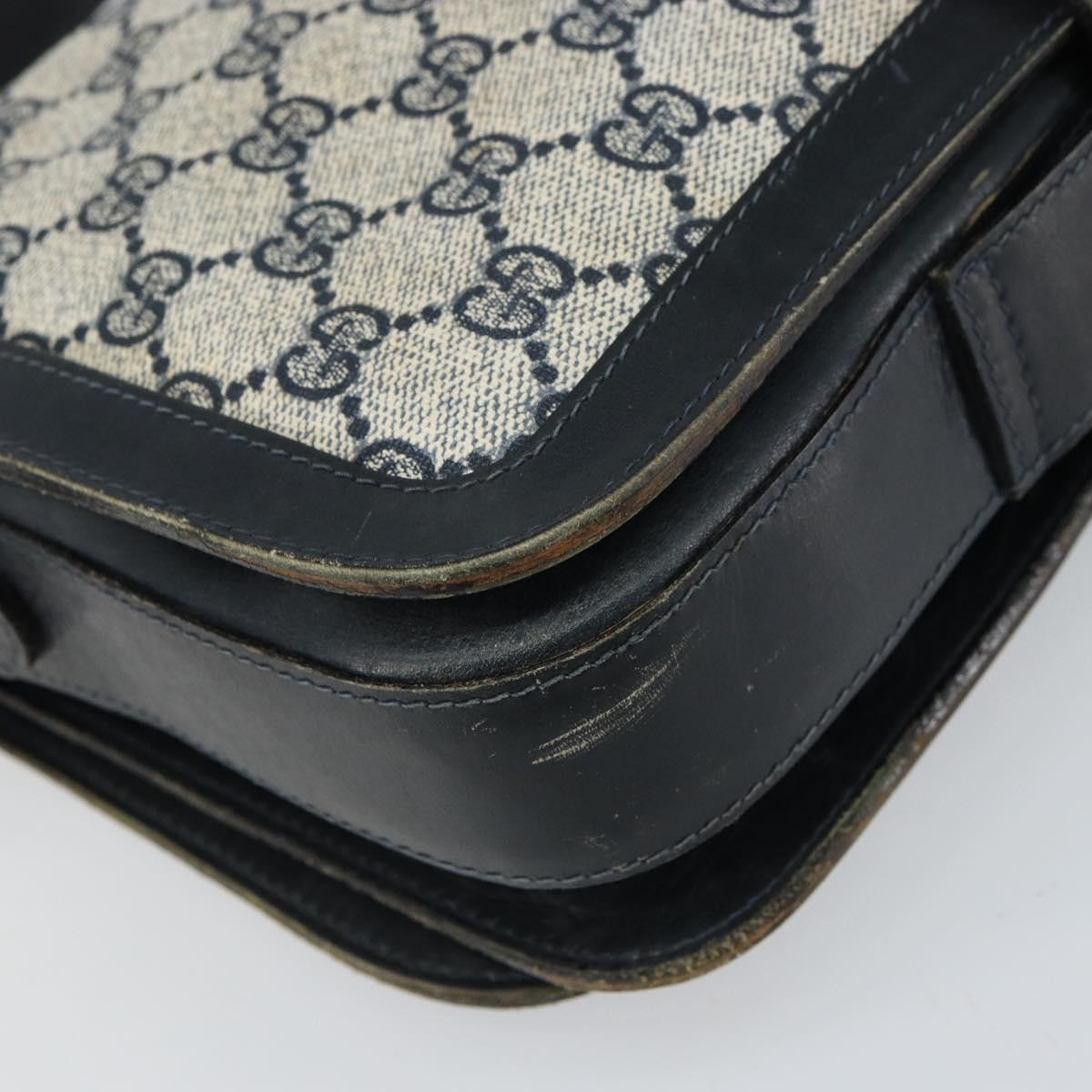 GUCCI GG Supreme Sherry Line Shoulder Bag PVC Navy Gold Auth 160298