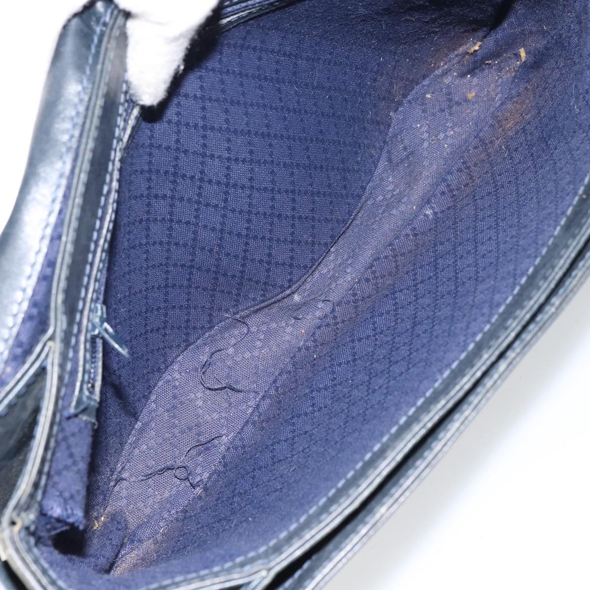 GUCCI GG Supreme Sherry Line Shoulder Bag PVC Navy Gold Auth 160298