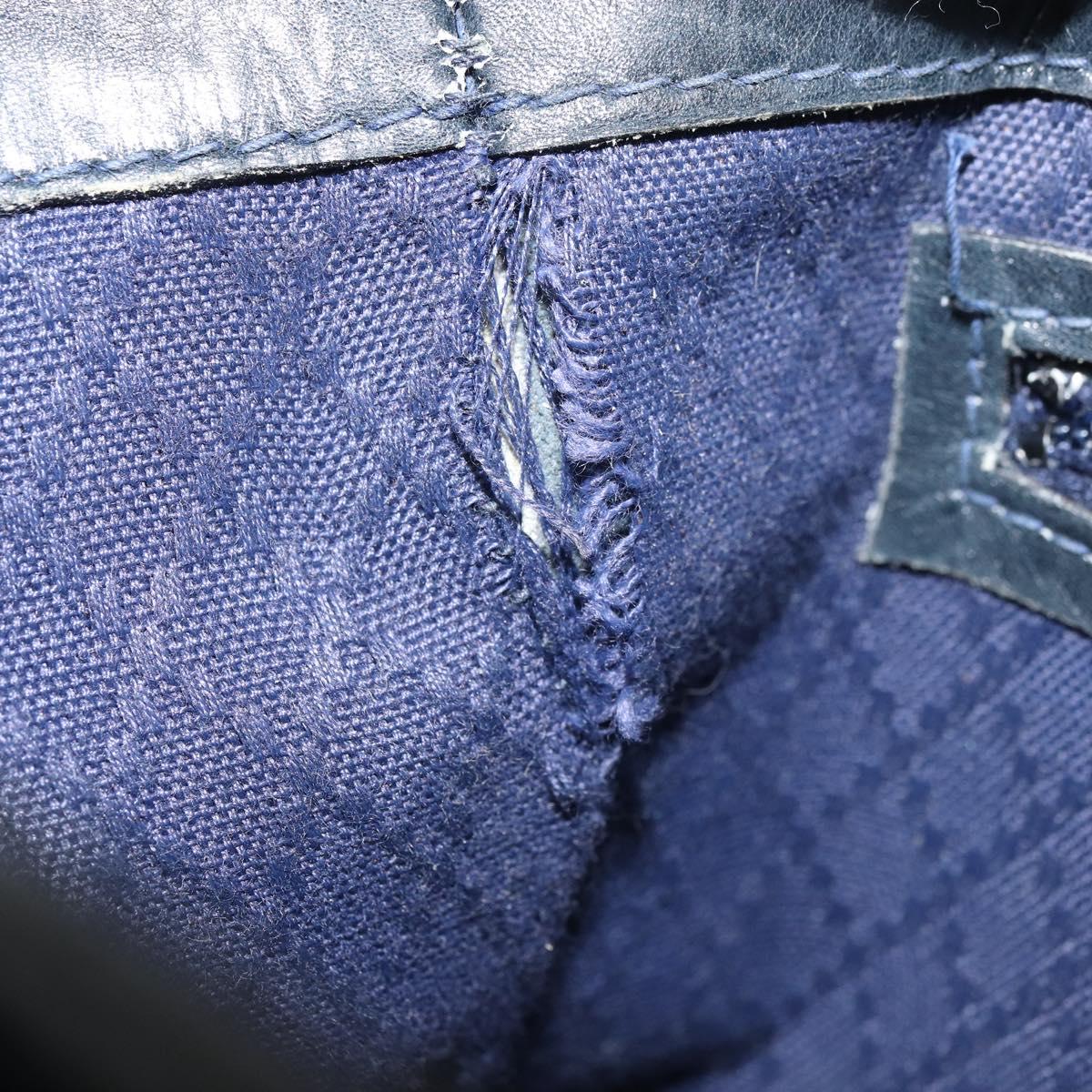 GUCCI GG Supreme Sherry Line Shoulder Bag PVC Navy Gold Auth 160298