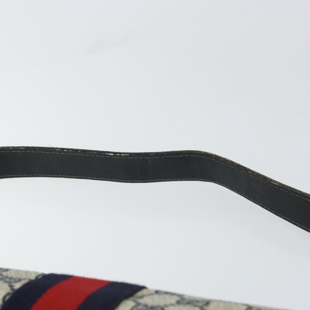 GUCCI GG Supreme Sherry Line Shoulder Bag PVC Navy Gold Auth 160298