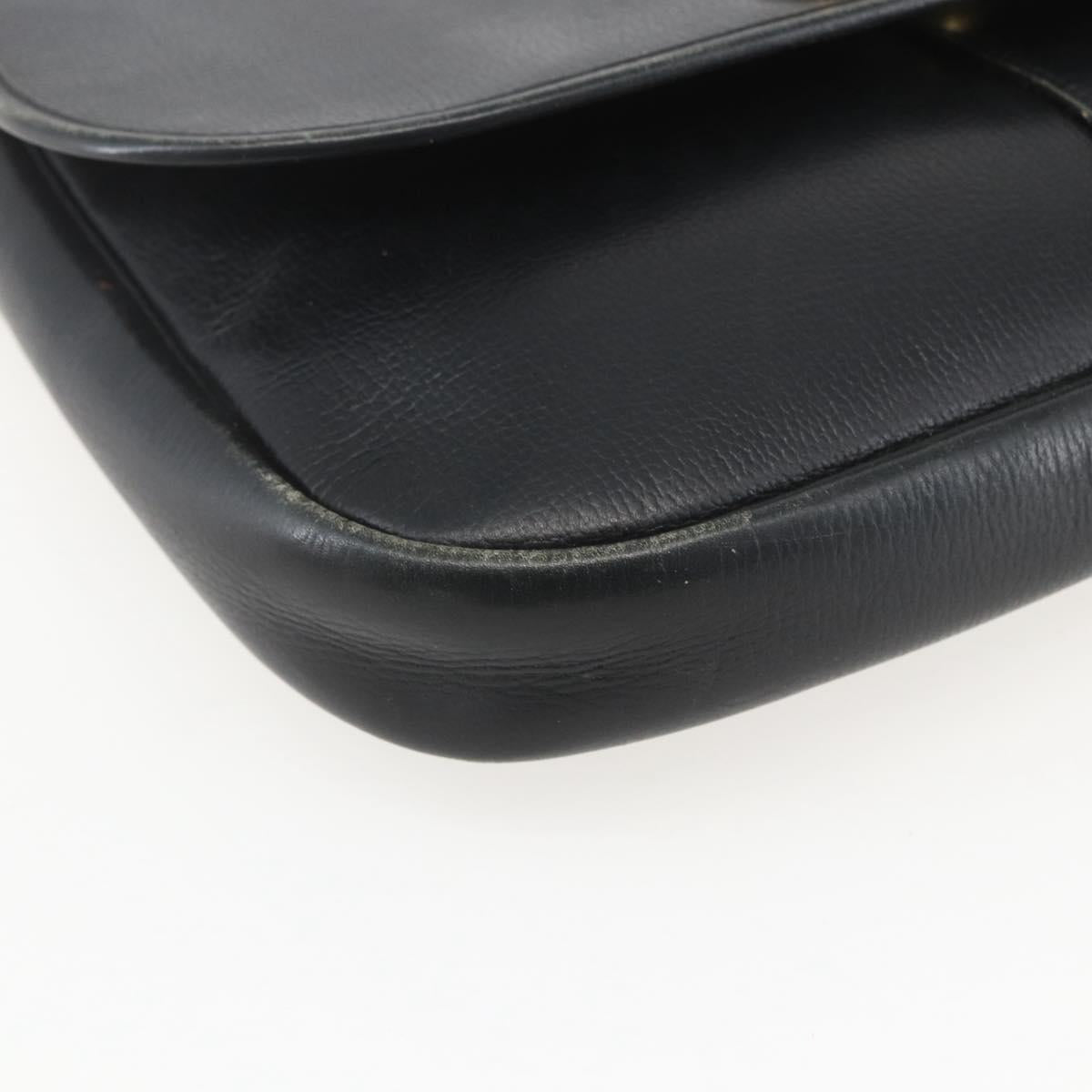 Christian Dior Shoulder Bag Leather Black Gold Auth 160300